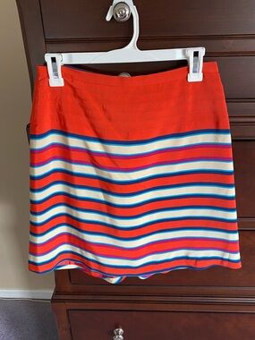 Bright Red Striped A-Line Women's Skirt